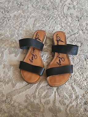 American Rag Black Double-Strap Slide Sandals